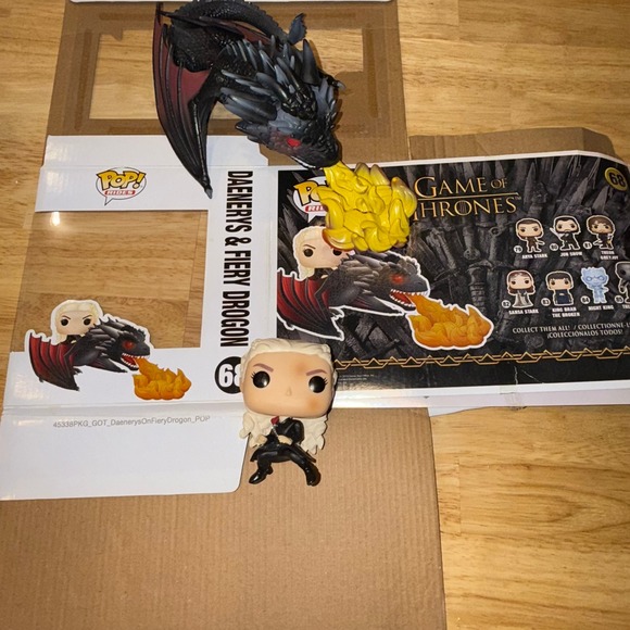 Funko Pop Game of Thrones Daenerys Jon Snow Dragon Rhaegal Fire Lot 25 59 67 68 - Picture 5 of 11